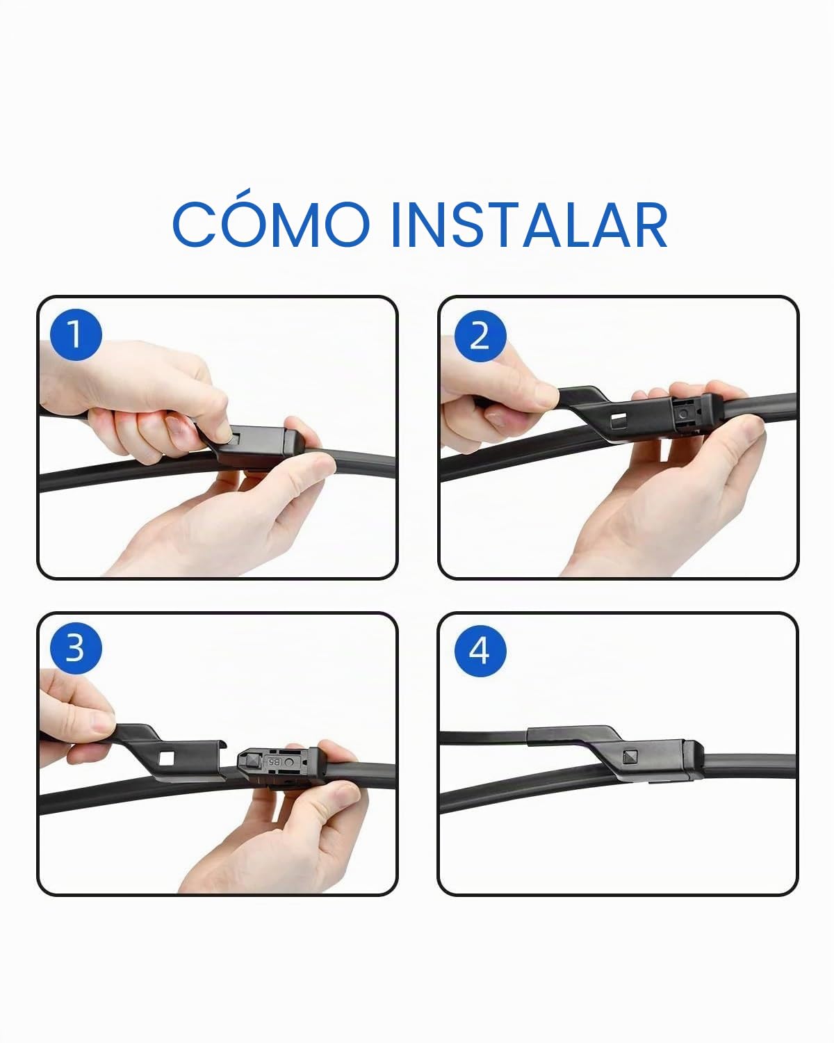 Juego de 3 Limpiaparabrisas para Peugeot 308 II SW (2014-2021) - Kit Delantero (24"+18") y Trasero (12") - Conexión de Botón Estrecho (16mm)