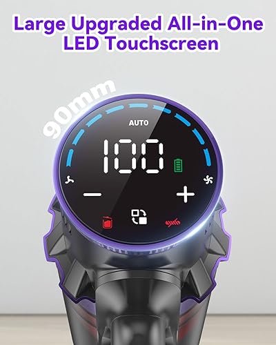 Miniatura 5 de Coovy Aspiradora inalámbrica SU7, 580 W, 50 Kpa, 75 minutos de tiempo de funcionamiento, aspiradora con pantalla táctil, anti-enredos, inalámbrica,