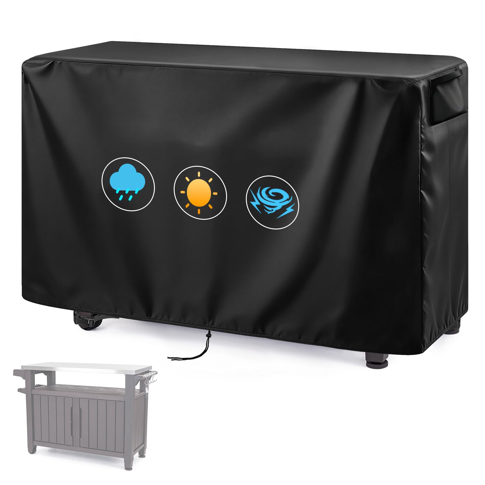 Andacar Prep Table Cover for Keter Unity XL Portable Outdoor Table, 50inch BBQ Cart Cover Waterproof Tool Box Grill Table Cover for Keter Outdoor