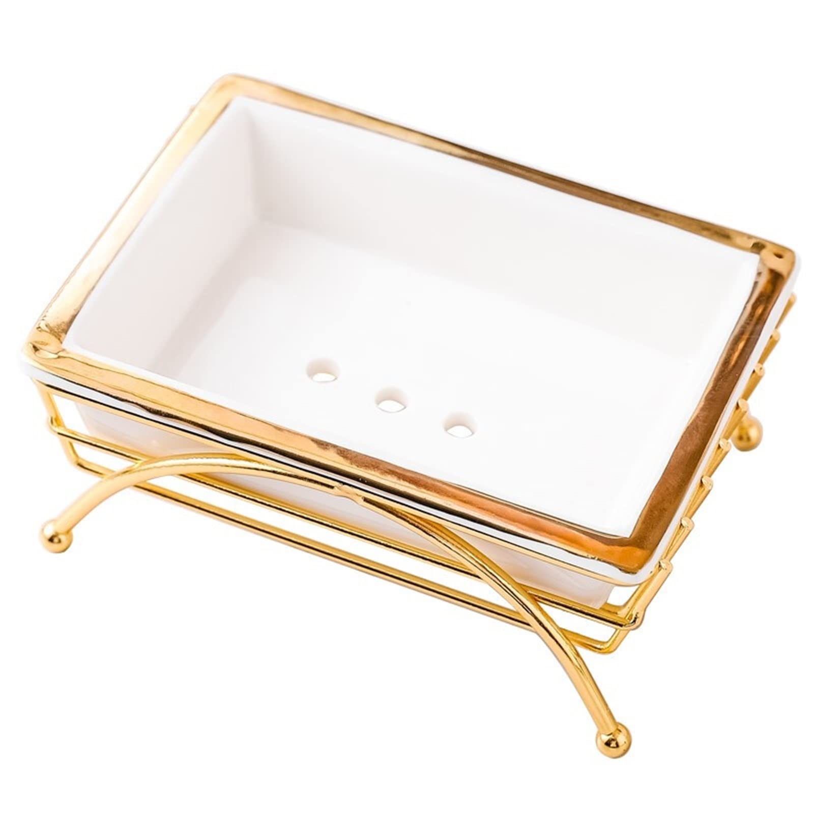 JINGYAN Soap Dishes Ceramic drain soap dish toilet countertop rack(White)