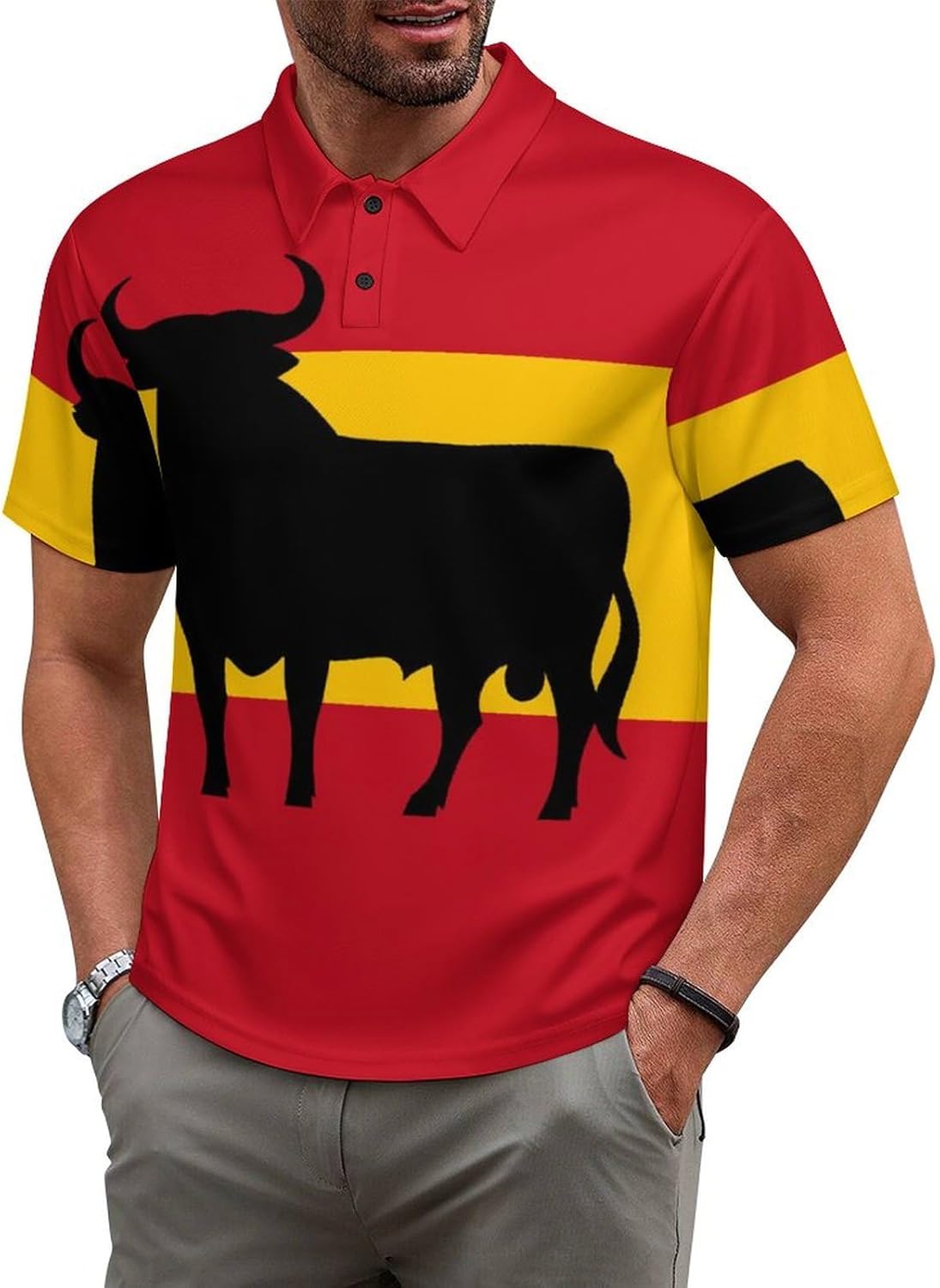 Spanish Bull Mens Polo Shirt Short Sleeve Top Tee Casual T-Shirt