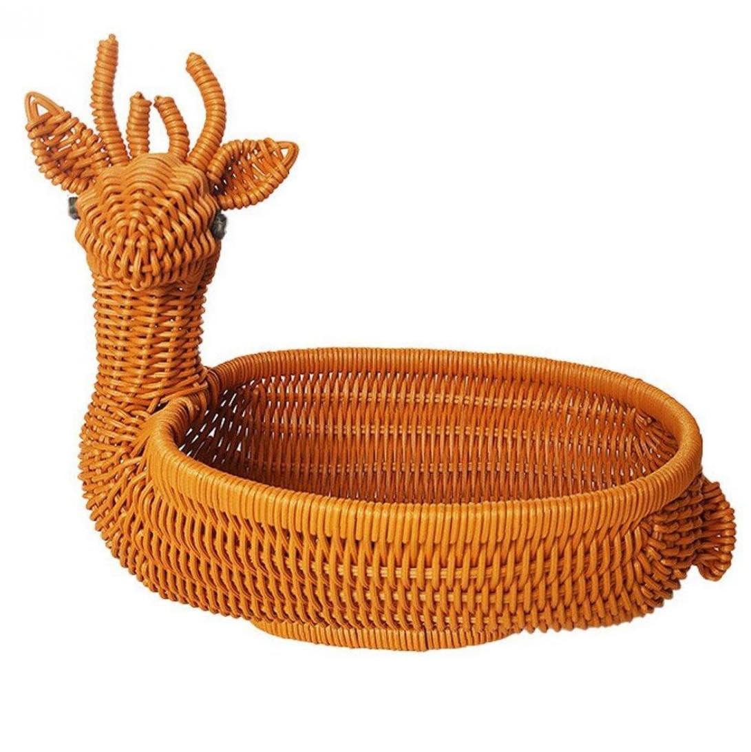 Amazon｜フルーツバスケット かご トレー 籐編み 鹿 かわいい お菓子