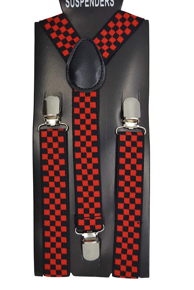 CUTE Baby Toddler Kids Children Boys Checker Elastic Suspender Red/Black Bow Tie Set