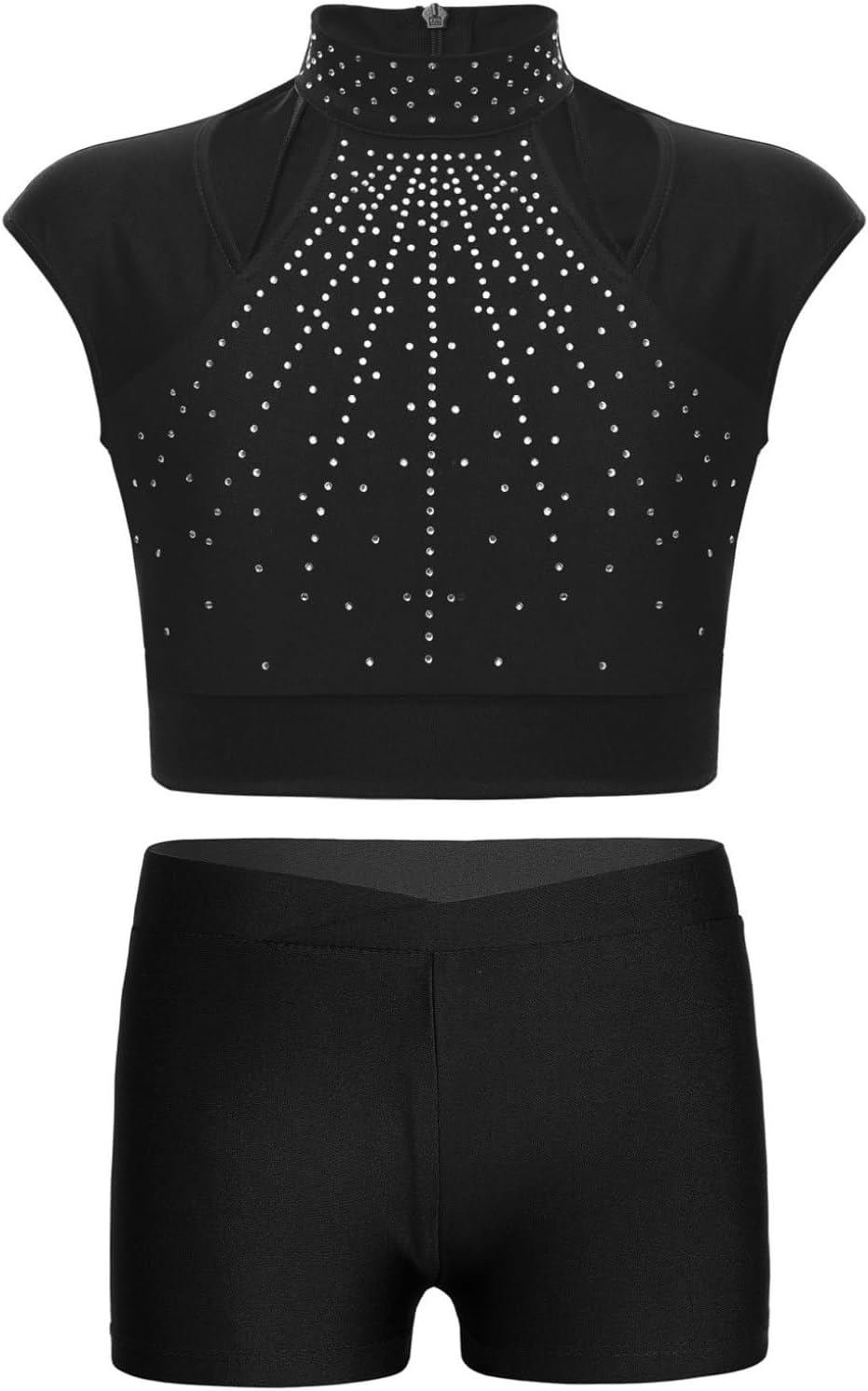 ACSUSS Kids Girls 2Pcs Ballet Dance Gymnastics Leotard Sports Outfit Sleeveless Crop Top Sport Bra with Shorts Set Tracksuit