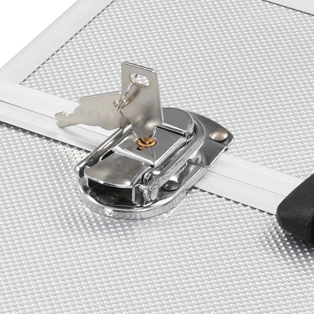 Kosmetikkoffer 38x23x34 cm Silbern Aluminium mit ausziehbarem Oberteil und Fächern für Reise Urlaub Handgepäck wasserdicht, platzsparend, robust, für Damen und Herren, Beauty Organizer
