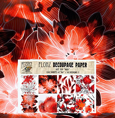 Decoupage Paper Pack (24 Sheets 6"X6") Red # Vintage Styled Pattern Paper For Decoupage, Craft And Scrapbooking #TOP2