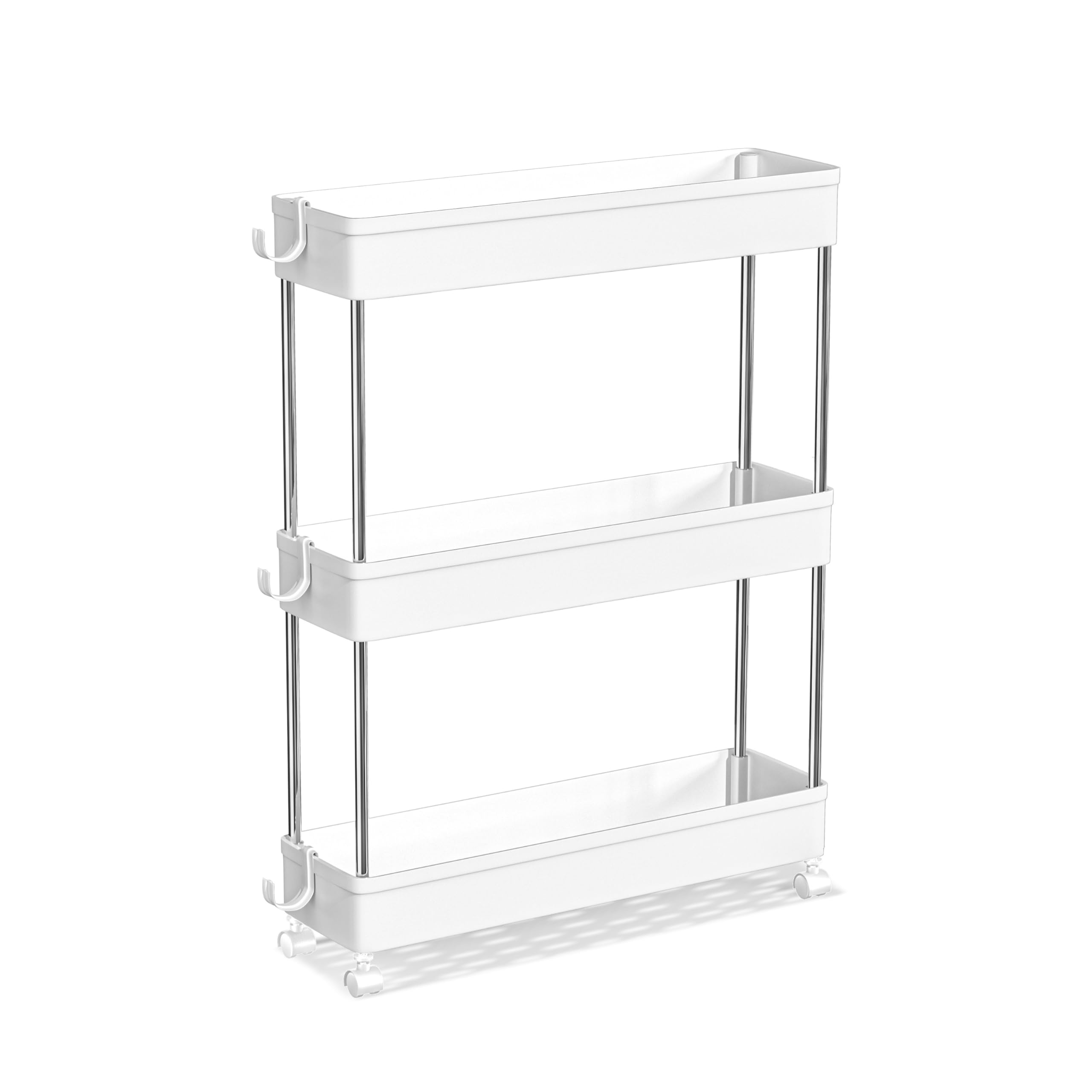 Proarea Rolling Storage Cart, Laundry Room Organizer, 3 Tier Kitchen Cart, Heavy Duty Storage Basket Organizer Shelves, Utility Cart for Kitchen Bathroom Laundry Narrow Places (White Slim)