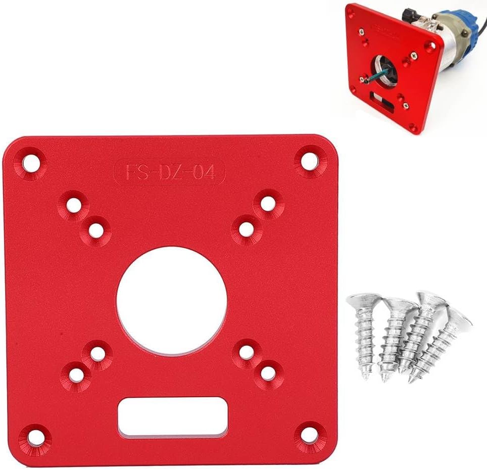 Router Table Insert Plate,Aluminum Alloy 6061 Anodic Oxidation Router Table Insert,Mini Multifunctional Trimming Engraving Table for Trimmer Router DIY Woodworking Engraving,Red