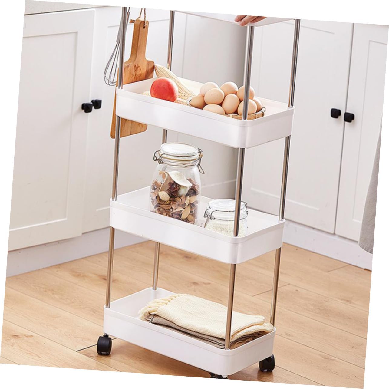 Rolling Storage Trolley Cart with Rotating Wheels for Kitchen Bathroom ty Makeup Cosmetics Utility Cart for Home & Office Use