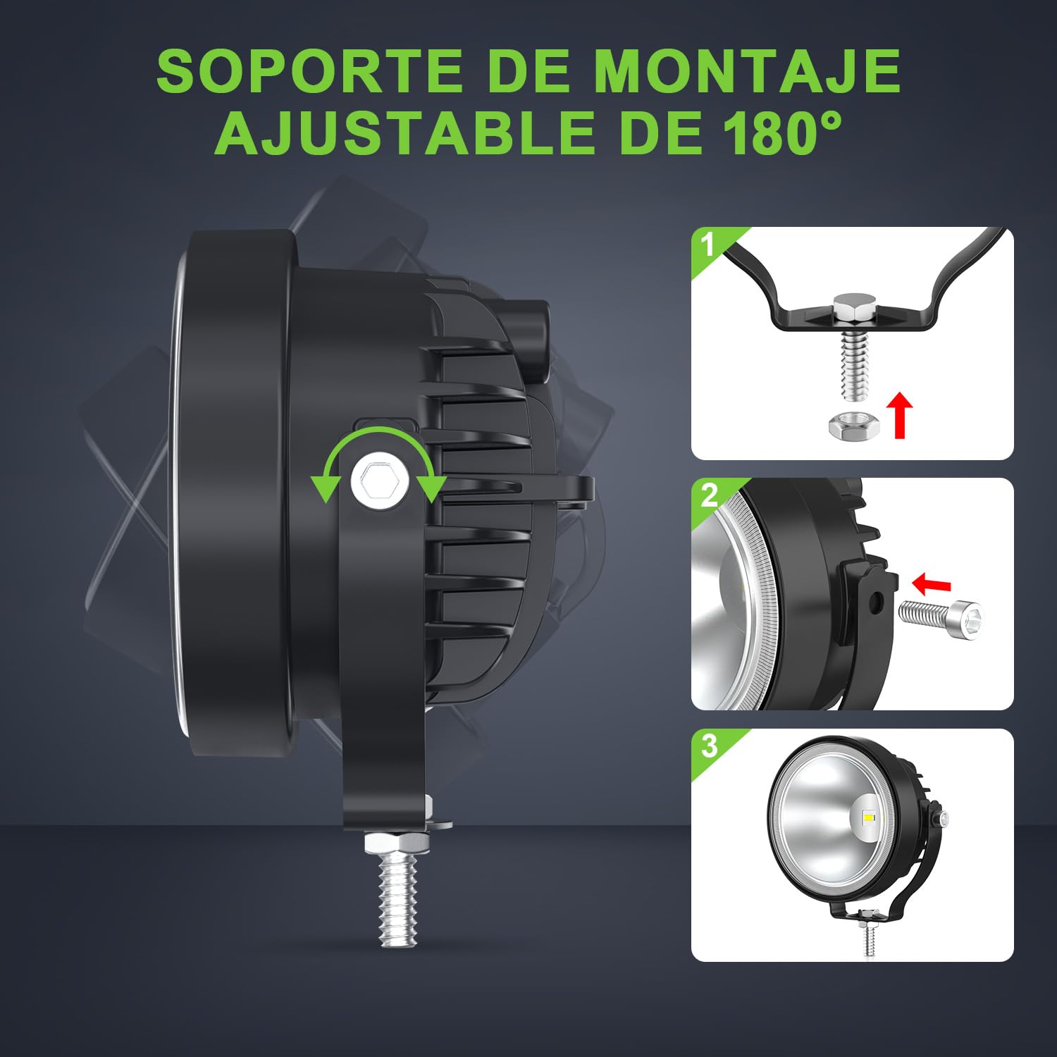 2 Pcs Faro de trabajo led de Coche 12V, 3.8 pulgadas 30W Foco de luz concentrada 3000lm 6000K IP68 Impermeable Off-road Foco para Pickups Tractors Excavators Camión Barco SUV