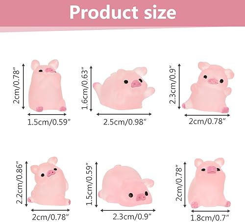 Miniatura 2 de DREMISI 18 piezas de mini cerdos luminosos de resina, decoración de jardín de hadas, paisaje, acuario, decoración de plantas en maceta, adornos que