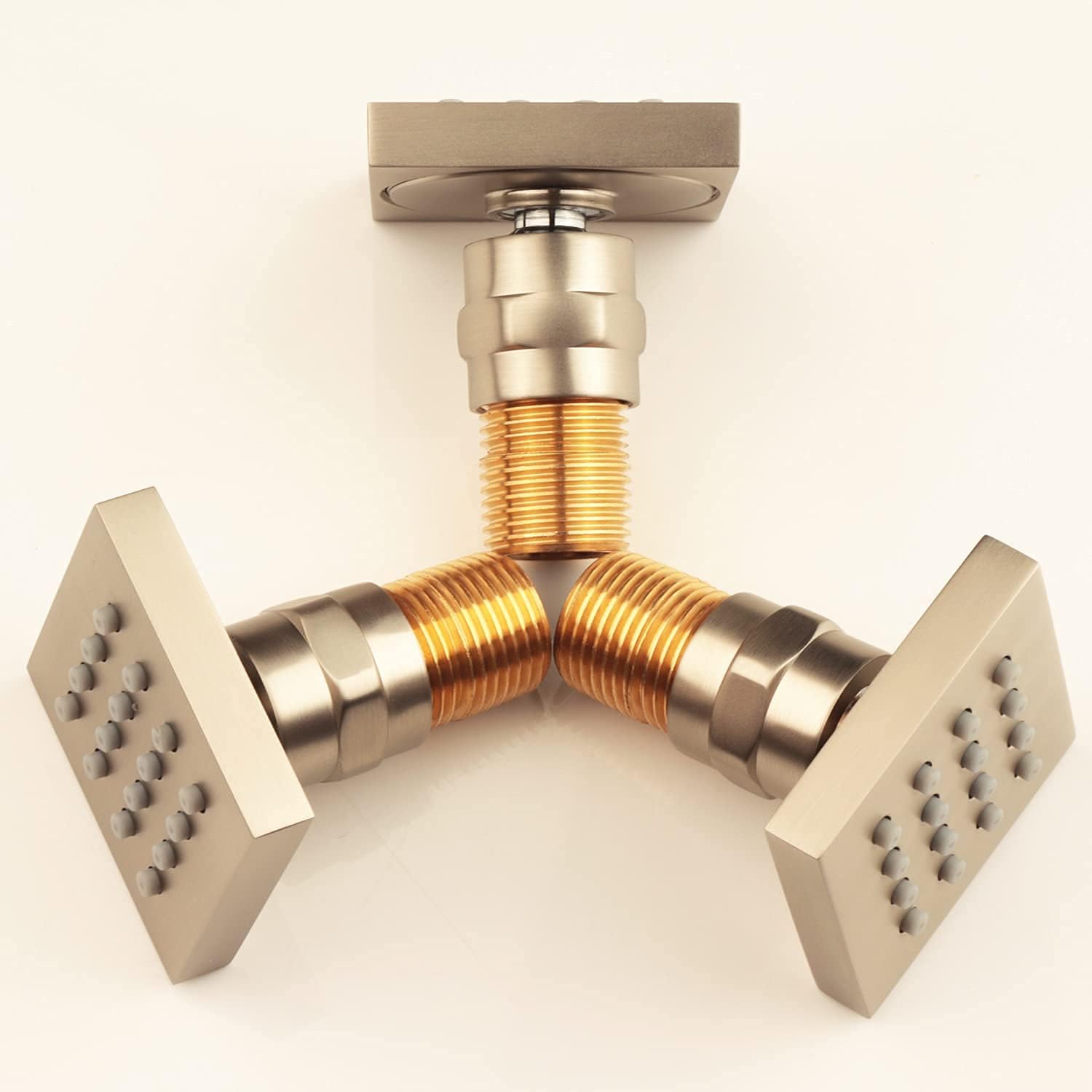 Prоmо 40% оƒƒ DULABRAHE NPT 1/2” Brushed Body Jets 2 Inch Shower Adjustable Spa Brass Square Massage Shower Sprayer
