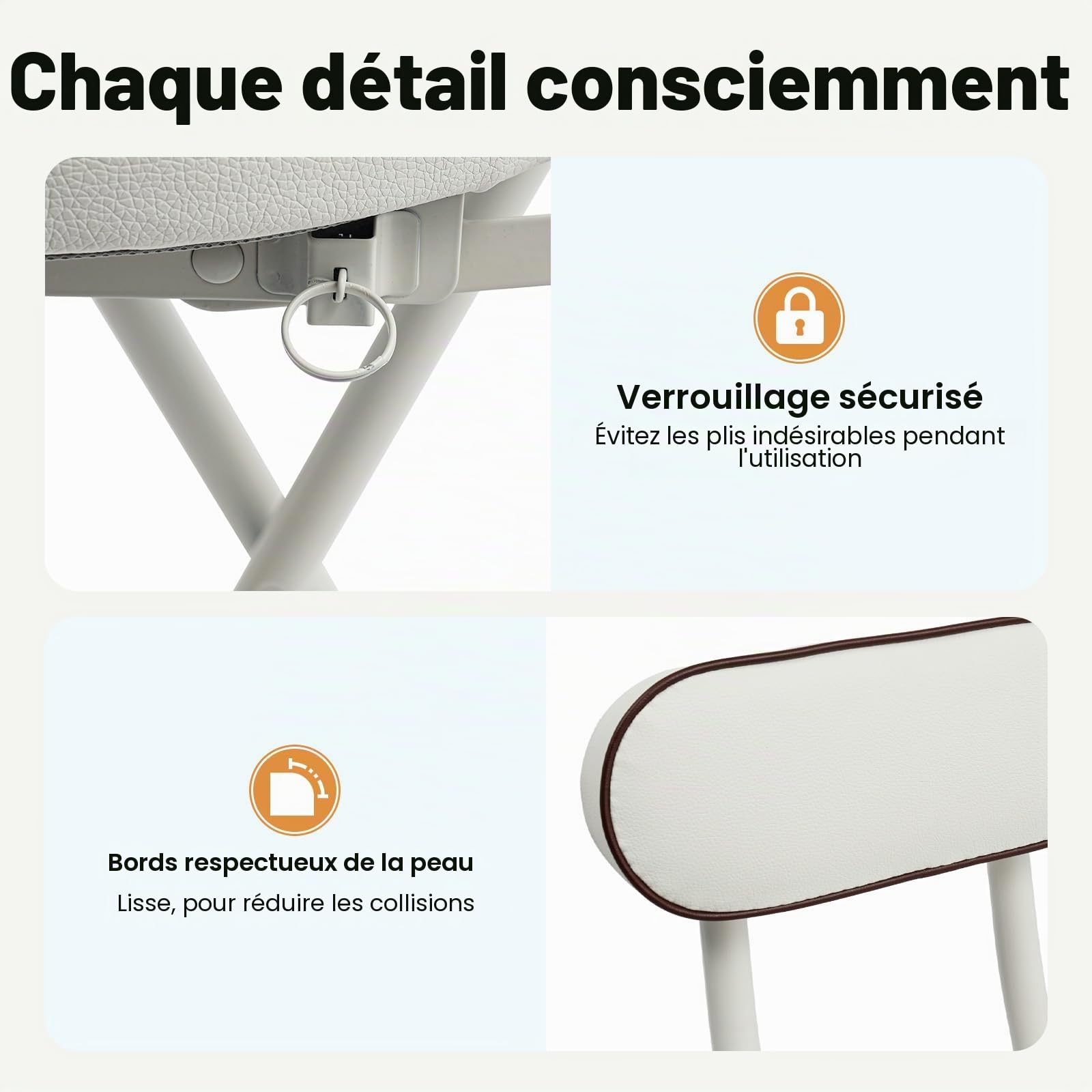 Lot de 2 tabourets de bar pliables avec dossier - Portable - Pour l'extérieur - Chaise haute rembourrée - Tabouret pliable - Blanc