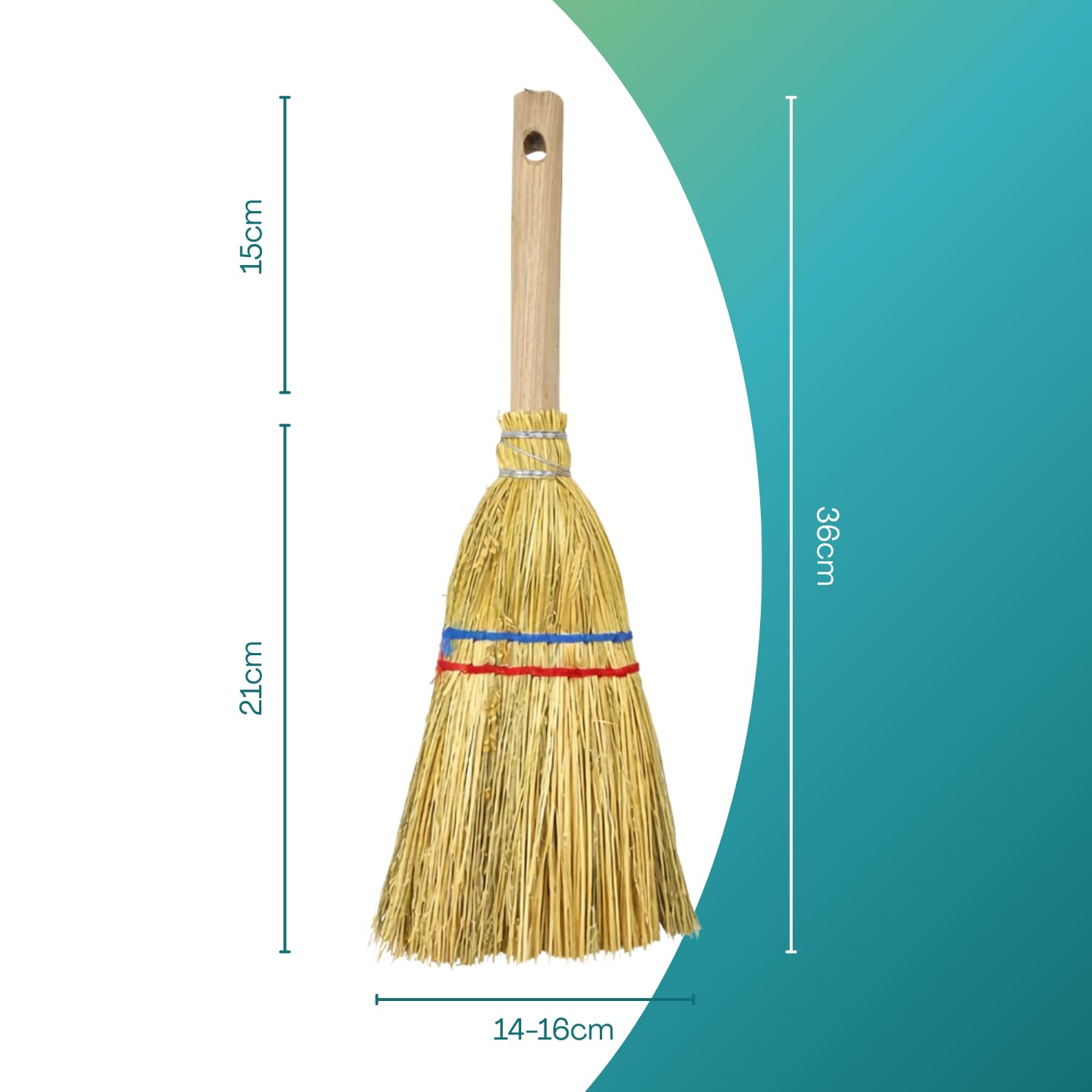 Paluplus Scopa Saggina per Camino 2 Fili 36 cm con Manico Legno 15 cm