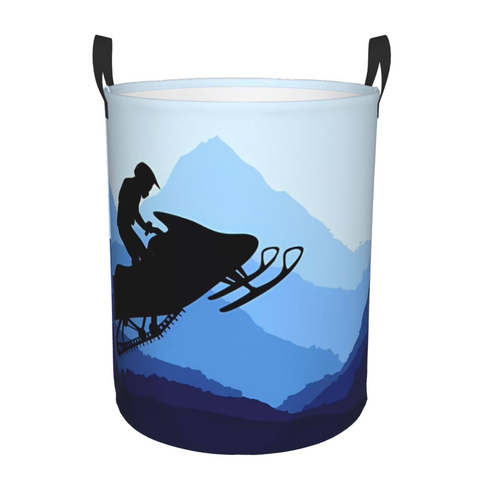 S Collapsible Snowmobile Print Circular Hamper Round