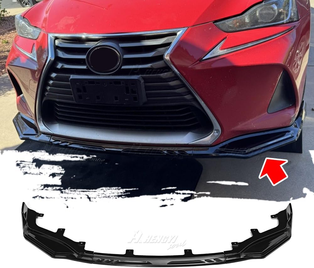 Front Bumper Lip Fit for Lexus is-Series F-Sport 2017-2020,3 PCS Front Bumper Lip Body Kit Spoiler Compatible with Lexus is-Series F-Sport 2017-2020 Front Splitter, Gloss Black