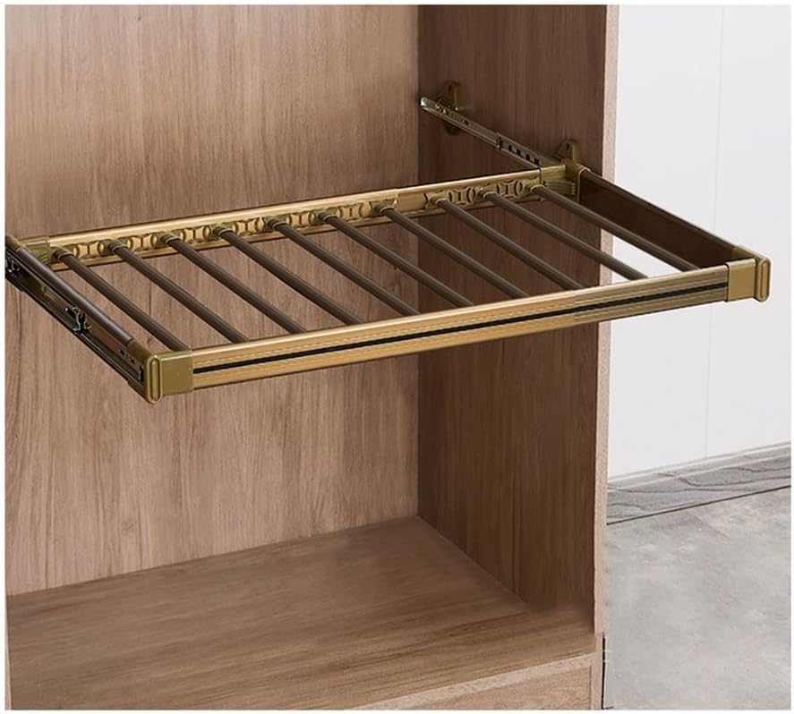 Pull Out Trousers Rack Push-Pull Trousers Hangers Pants Hangers Pants Rack Telescopic Home Multifunction Cloakroom Drawer Hanger for Storage of Pants/Scarves/tie (Color : Gold, Size : C)