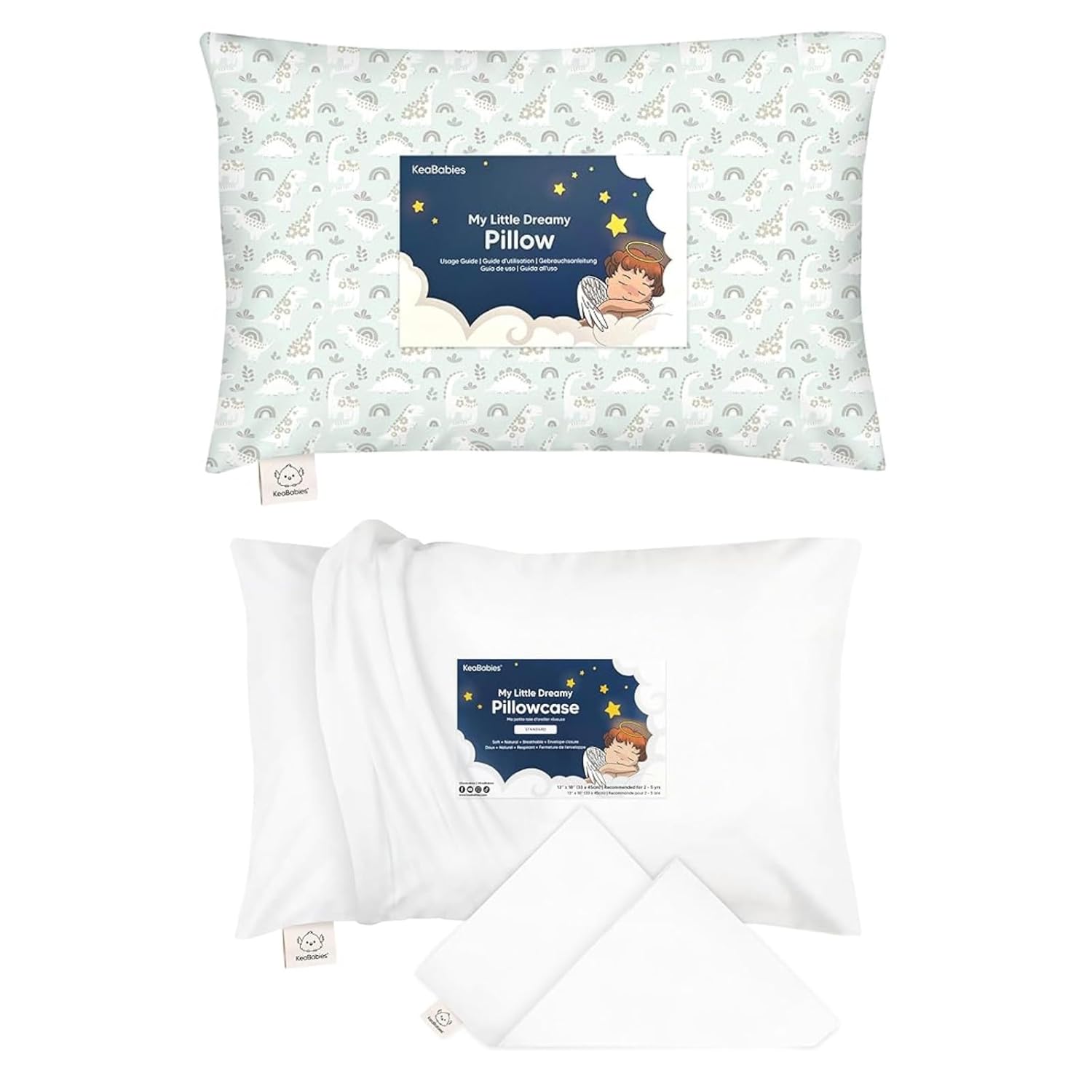 KeaBabies Toddler Pillow with Pillowcase and Toddler Pillowcase for 13X18 Pillow - 13X18 Soft Cotton Toddler Pillows for Sleeping - Toddler Pillow Case for Boy, Kids