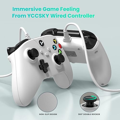 Miniatura 2 de YCCSKY Controlador con cable para Xbox OneXbox Series XS controlador de juegos de PC compatible con Windows 111087 Gamepad con conector de audio y