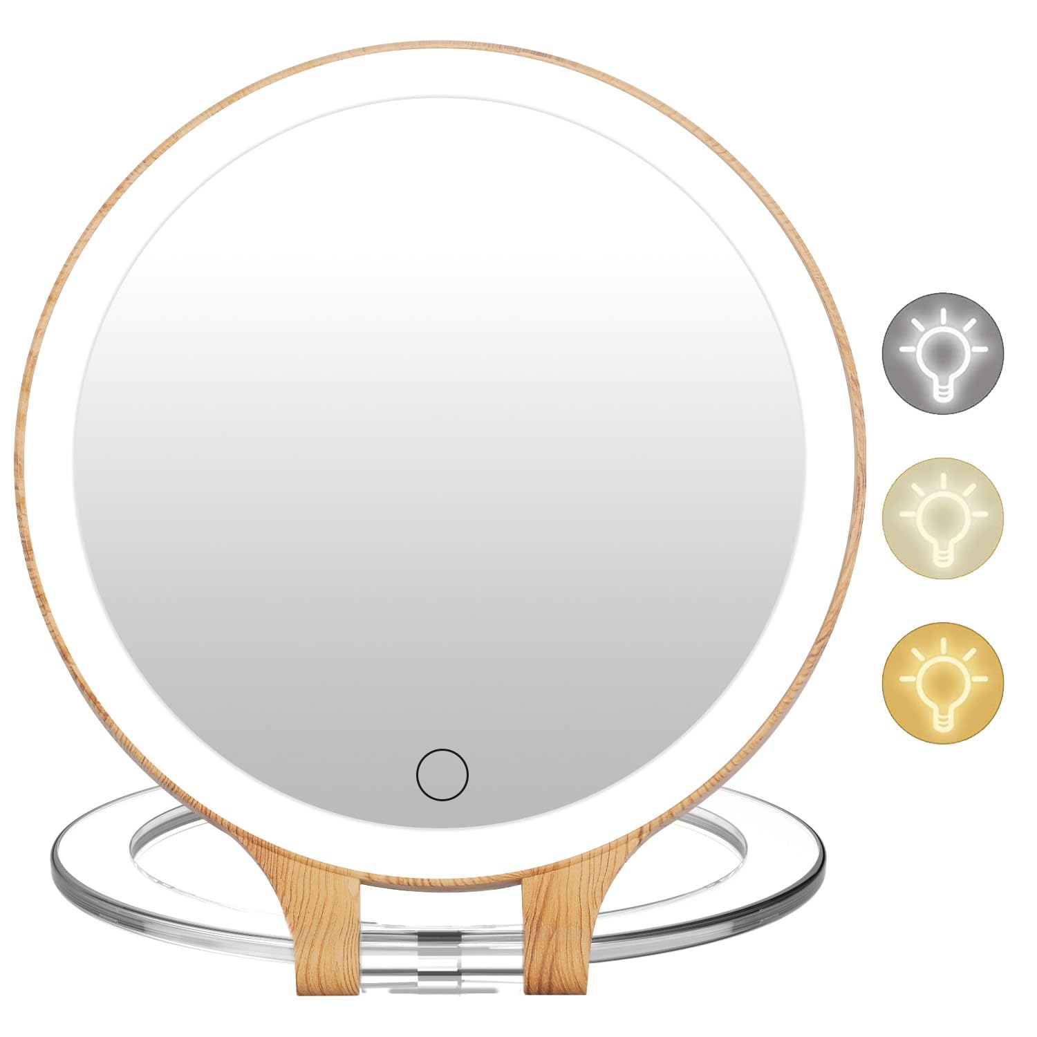 FASCINATE Magnifying Mirror 10X 1X Double Sided Magnification Makeup Vanity Mirror Rechargeable Lighted Mirror with 3 Color Setting Adjustable Rotation LED Vanity Desk Mirror