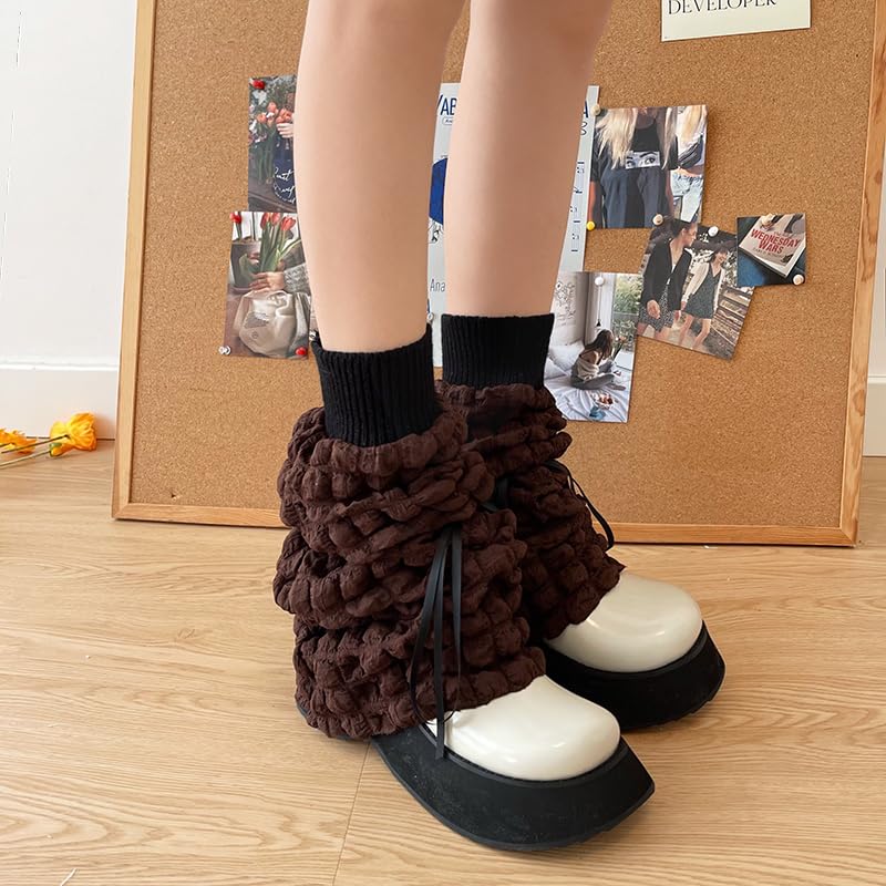 Image of Women Girls Leg Warmers Y2k Kawaii Japanese Bubble Lacing Thigh High Slipper Socks Loose Socks