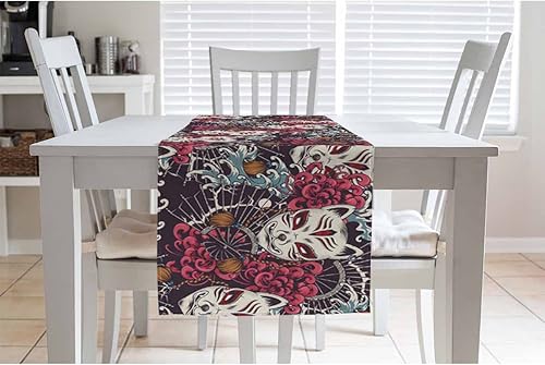 Miniatura 70 de HOSNYE Camino de mesa con flores amarillas de frutas de limón, camino de mesa de lino y algodón para decoración de cocina, mesa familiar, mesa