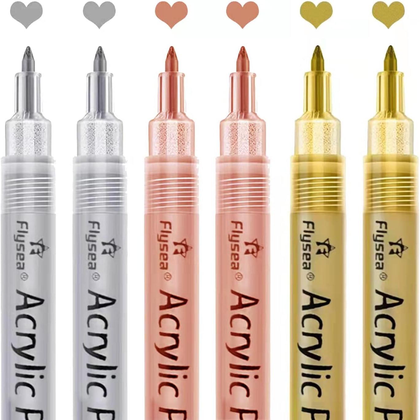 Acrylic Paint Pens Gold,Silver and Rose Gold Paint Pens for Black