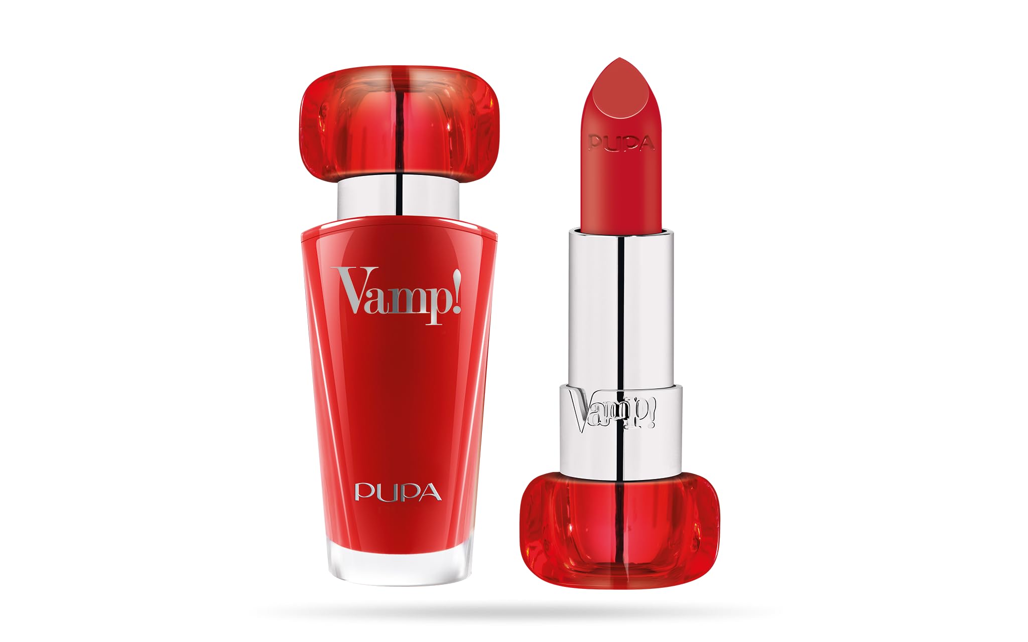PUPA Milano Vamp! Extreme Colour Lipstick With Plumping Treatment - For Fuller, Defined Lips - Adds Incredible, Deep Color To Lips - Soft Texture Adheres Perfectly - 303 Iconic Red - 0.123 Oz