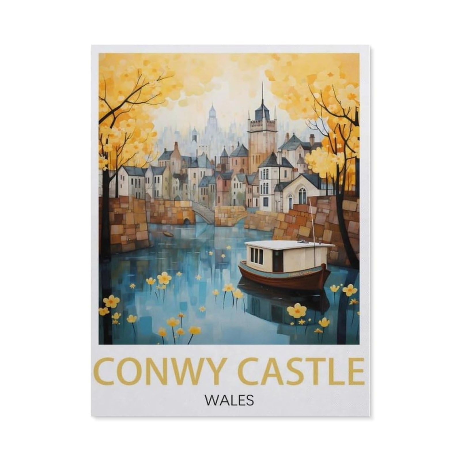 Puzzles for Adults Jigsaw Puzzles 1000 Pieces for Adults Kids，Conwy Castle Wales Vintage Travel Poster，paper Puzzle Jigsaw Puzzle Artwork Intellective Educational Toys Gifts（50x70cm）-AV81