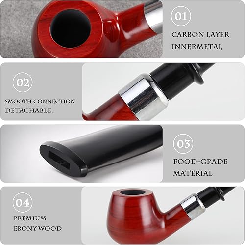 Miniatura 2 de Pipa de tabaco de 0.354 in, viene con filtros de tubería, limpiadores de tuberías, raspador de tubos 3 en 1, bolas de metal para tuberías y brocas