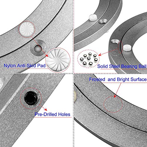 8 Inch Lazy Susan Hardware, A+Selected Heavy Duty Aluminium Lazy Susan Turntable, Sliver Rotating Turntable Bearing Table Base, Round Swivel Plate For Glass, Granite Or Wood Kitchen Ding Table #TOP3