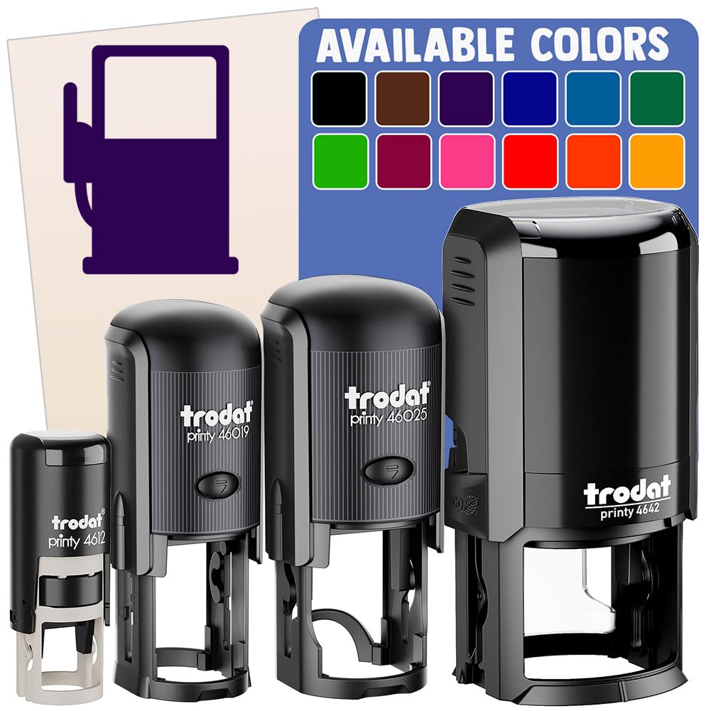 Gas Station Pump Self-Inking Rubber Stamp Ink Stamper for Stamping Crafting Planners - 1/2 Inch Mini - Sky Blue Ink