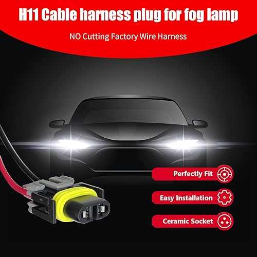 Miniatura 4 de leediga Pack-2 - Conector de arnés de luz antiniebla con cable, enchufe adaptador de coleta impermeable H11, DJ7028Y-2.8-21, accesorios universales