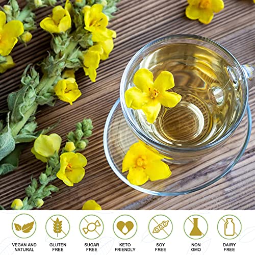 Mullein Leaf Tea Bags - Lungs Cleanse And Respiratory Support, 40 Tea Bags, Mullein Herbal Tea For Lung Detox, Caffeine Free #TOP2