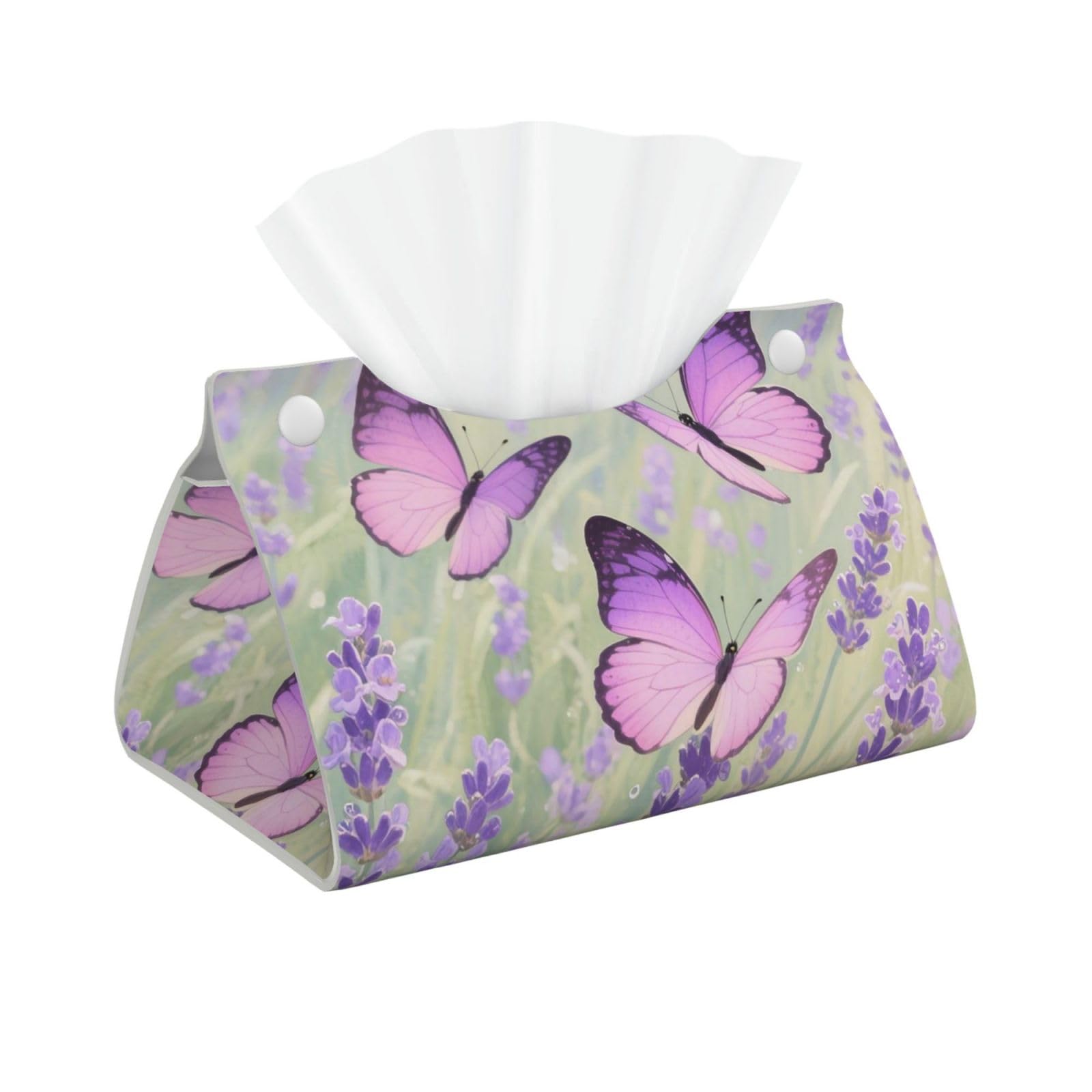Pu Leather Tissue Box Cover, Butterfly Rectangle Tissue Case Covers Decorative Tissue Box Holder Waterproof Tissue Holder Organizer for Bathroom Home Office
