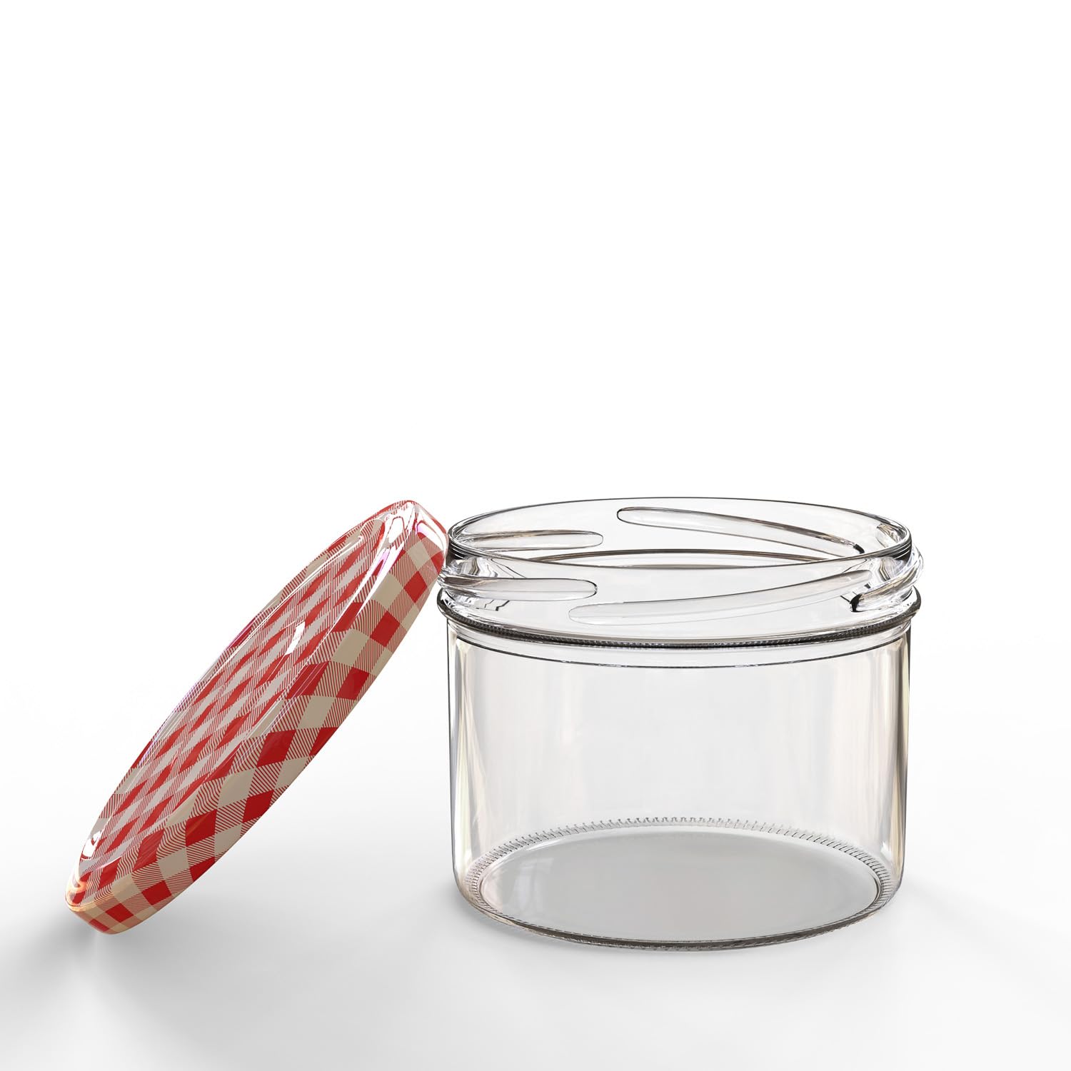 Oputec 12 Barattoli In Vetro 440 Ml Con Coperchio A Vite TO 82 Quadretti Rossi – Perfetti Per Marmellate, Confetture E Conserve Fatte In Casa - 3