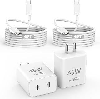 45W Apple USB C Charger Fast Charging for iPhone 17/16/15, 2Pack 6FT USB C to C Cable Cord Quick iPhone Charger Block for Apple 17/17 Pro/17 Pro Max/Air/16/16 Pro/16 Pro Max/16 Plus/15/15 Pro Max/iPad