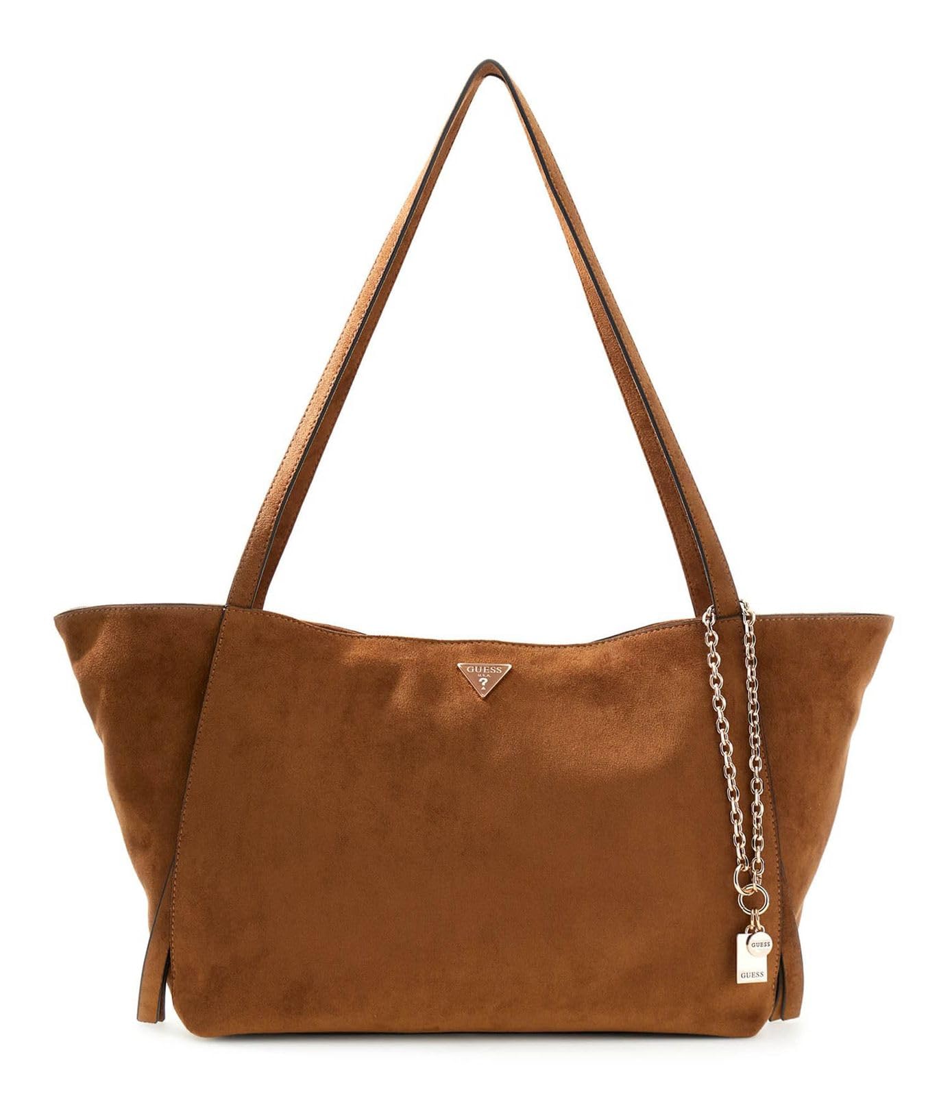 GUESS Torba na ramię Devon 3 Compartment Tote Cognac brązowa
