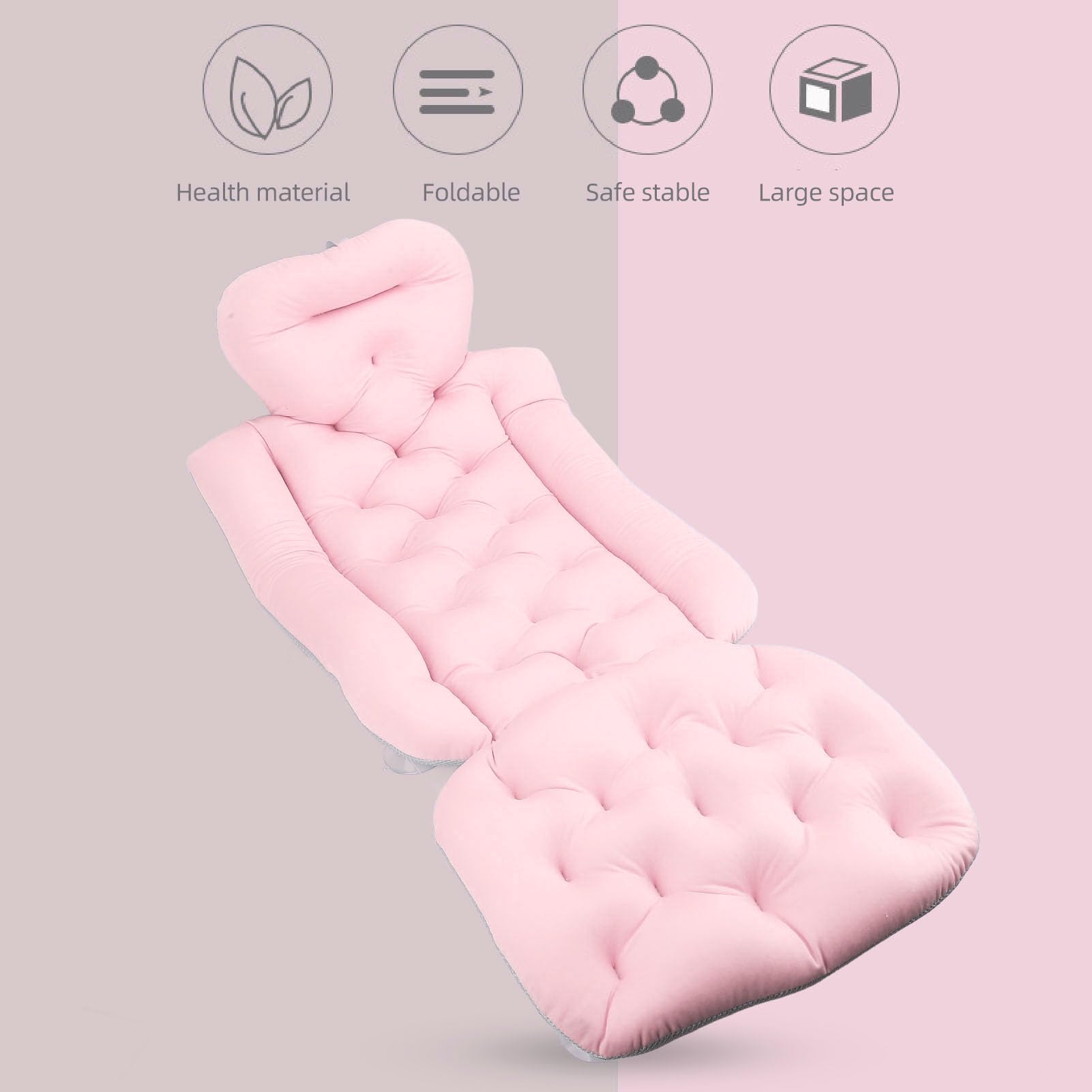 Cuscino Bagno per Tutto il Corpo Comodo Cuscino di Supporto per il Relax Nella Vasca Bagno per Adulti 100 Cm (Rosa)