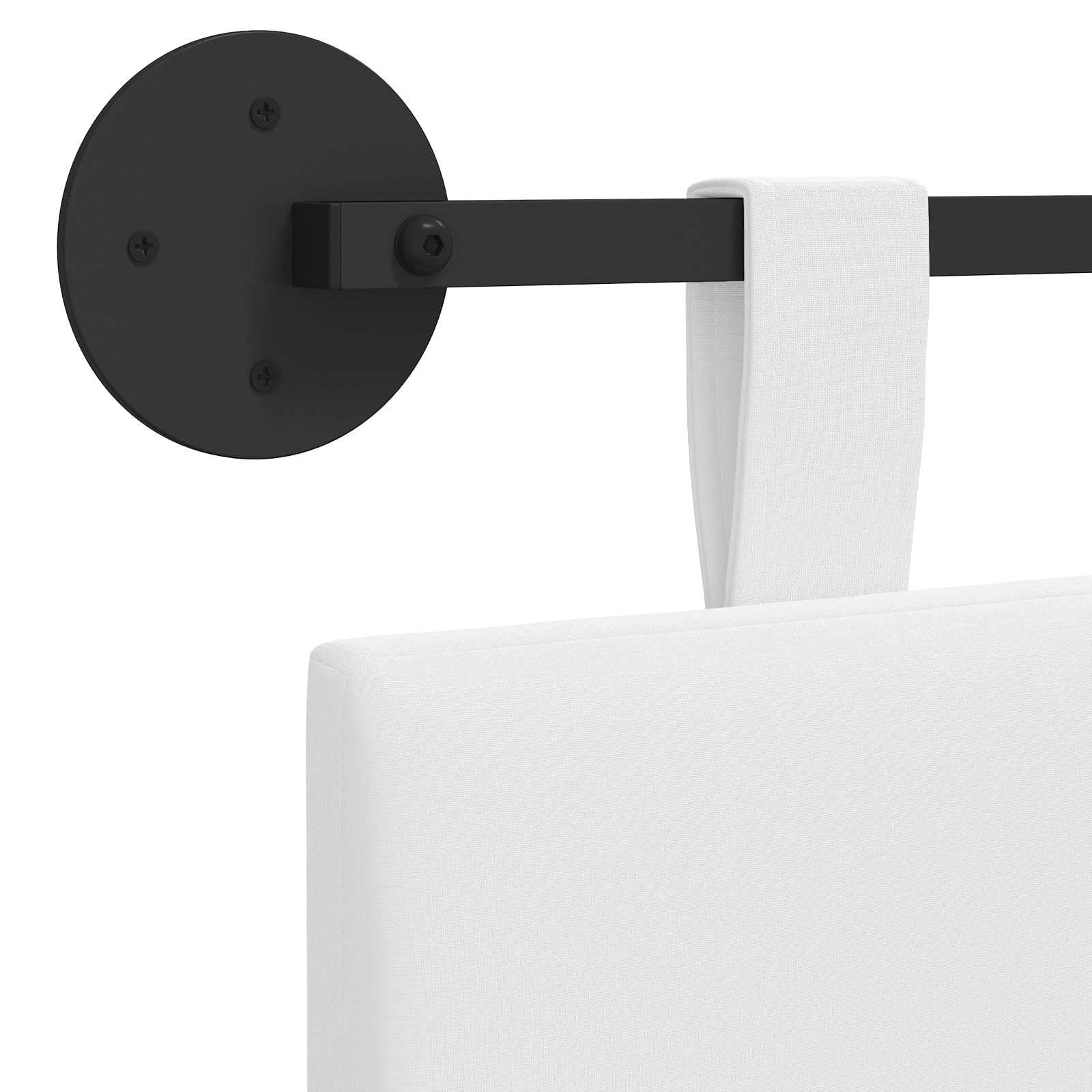 Tête de lit suspendue blanche - Panneau mural rembourré en tissu pour une largeur totale de 210 cm - Tête de lit moderne avec kit de montage mural et sangles réglables pour chambre à coucher