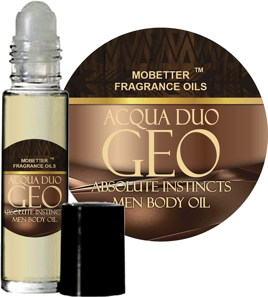 Aqua Duo Geo Absolute Instincts Cologne Body Oil for Men (10ml Roll On) by Mobetter Fragrance Oils