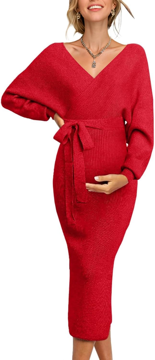 Fall Winter Maternity Nursing Dress 2026 Sweater for Women Wedding Guest Dress Baby Shower Photoshoot Outfits