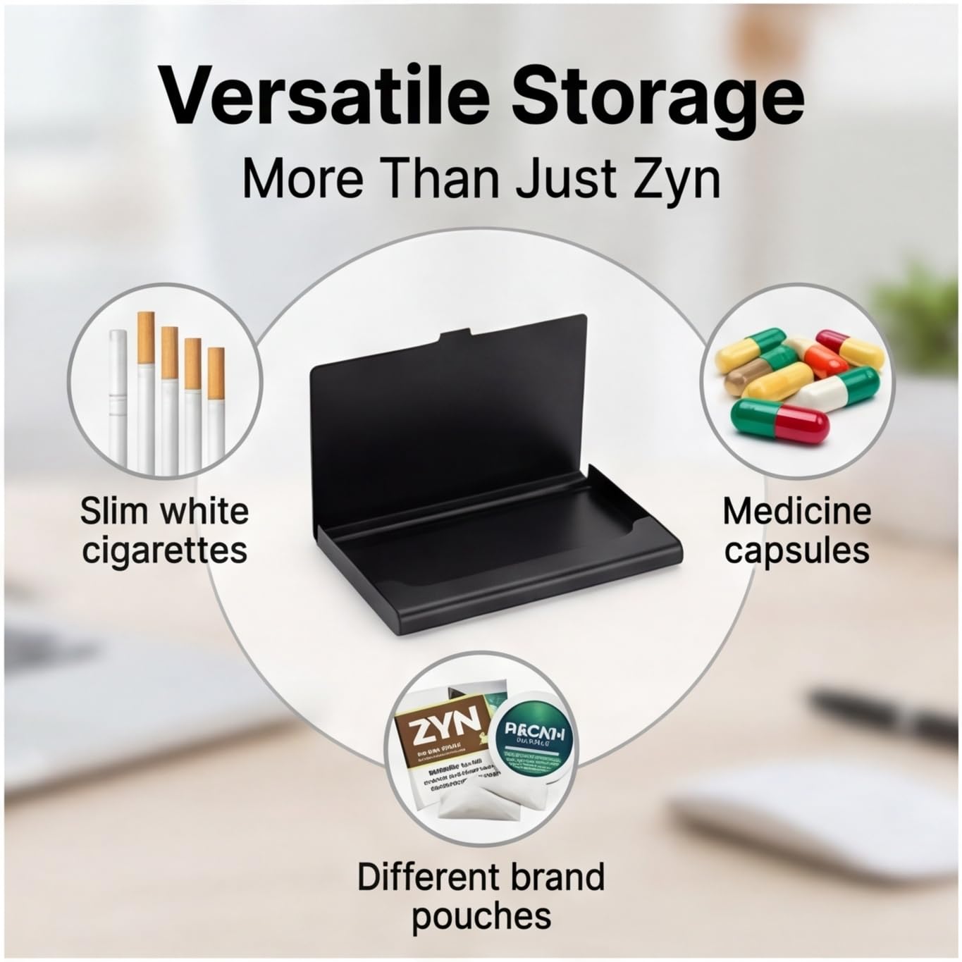 2 Pcs Metal Container for Zyn Ultra-Slim 0.3In Aluminum Metal Can for Zyn Caffeine Pouches ContainerAll-White Pouch Case Portable Pocket Holder for Men Women Case Only product thumbnail 6