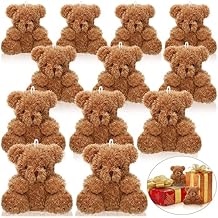 Sotiff 12 Pcs Mini Plush Bear Bulk 4 Inch Stuffed Bears Soft Tiny Animal Doll DIY Keychains Gifts for Volunteer Graduation Baby Shower Party FavorsBrown