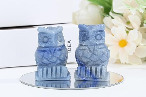 Miniatura 9 de YATOJUZI Decoración de búho, cristales curativos naturales de cuarzo rosa, lindas decoraciones rosadas, estatuas de búhos, escultura, piedras