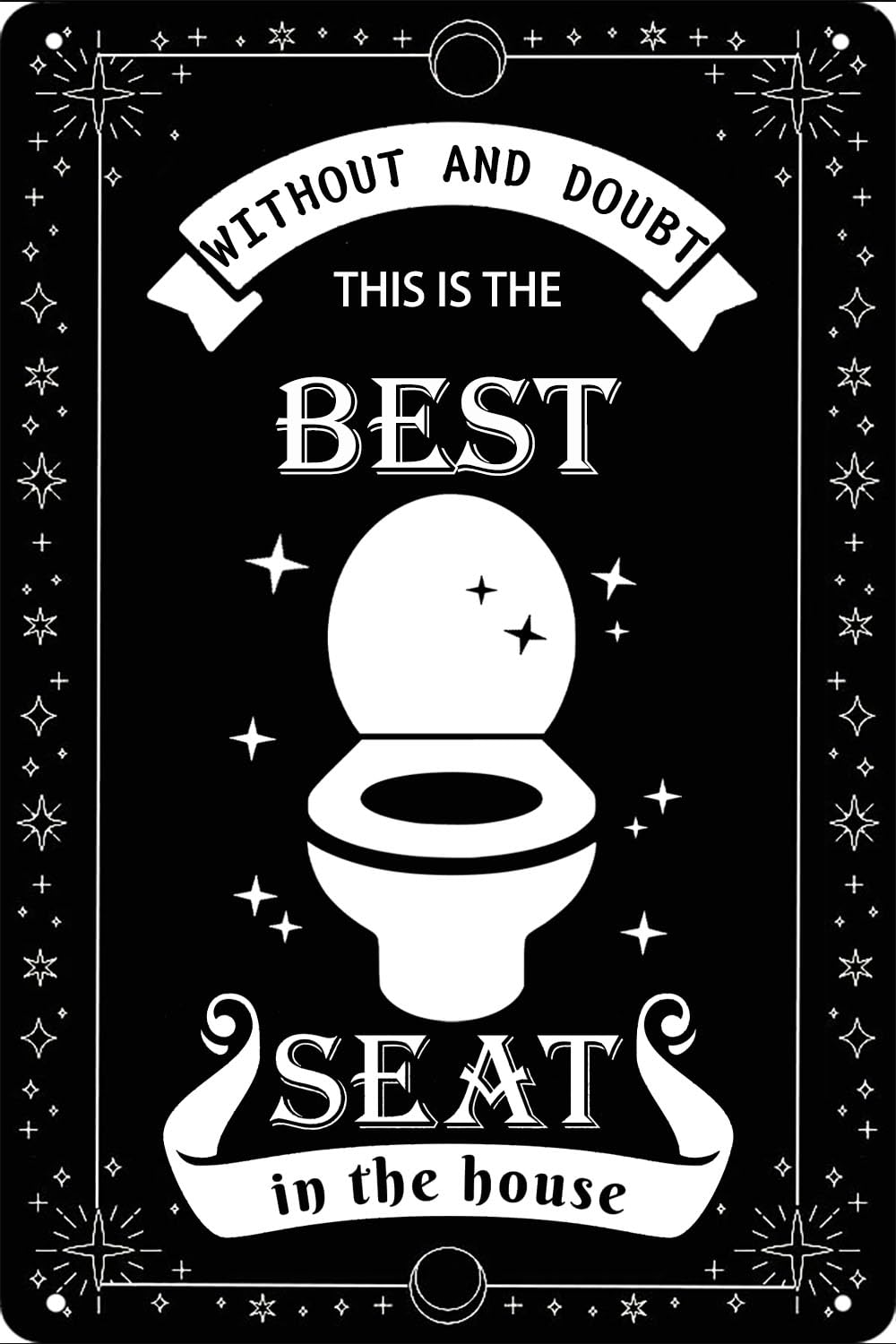 SMAZDFXX Vintage Bathroom Quote Saying Metal Tin Sign-This is The Best Seat in The House Funny Wall Decor for Farmhouse Washroom Restroom Home Bar Sign 12"x16"