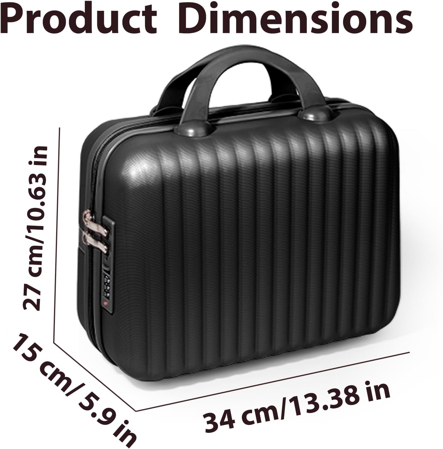 14 Inch Makeup Train Case with Lock Hard Shell Cosmetic Travel Case w Elastic Strap, ABS Portable Toiletry Bag for Toiletries Make up Storage Case Gift for Women Adult