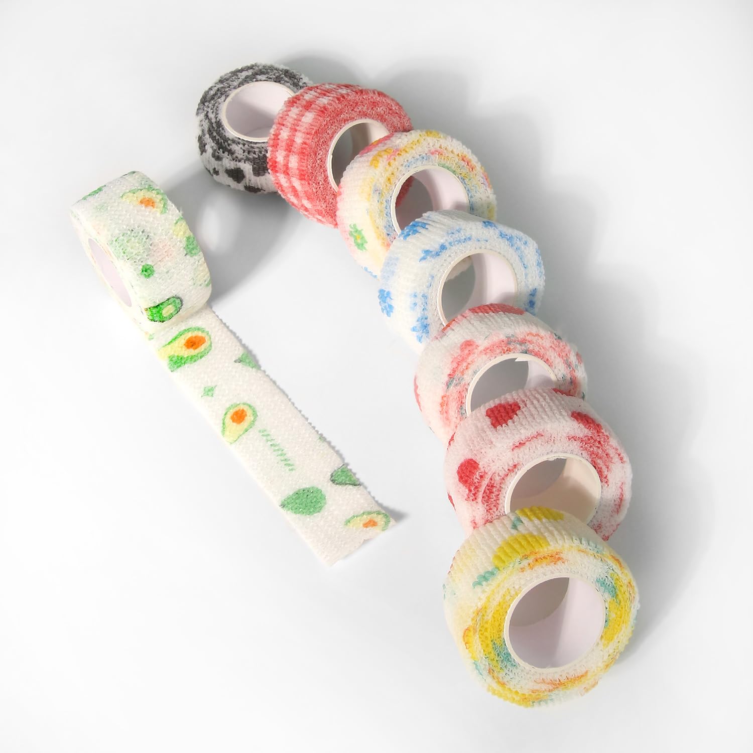 BOROLA Self-Adhesive Finger Bandage - 8 rolls of Elastic & Breathable Finger Protector, Waterproof Cohesive Elastic Tape Sports Fixing Band Stretch Wrap (1Inch x 5 Yards, 8 Colors)