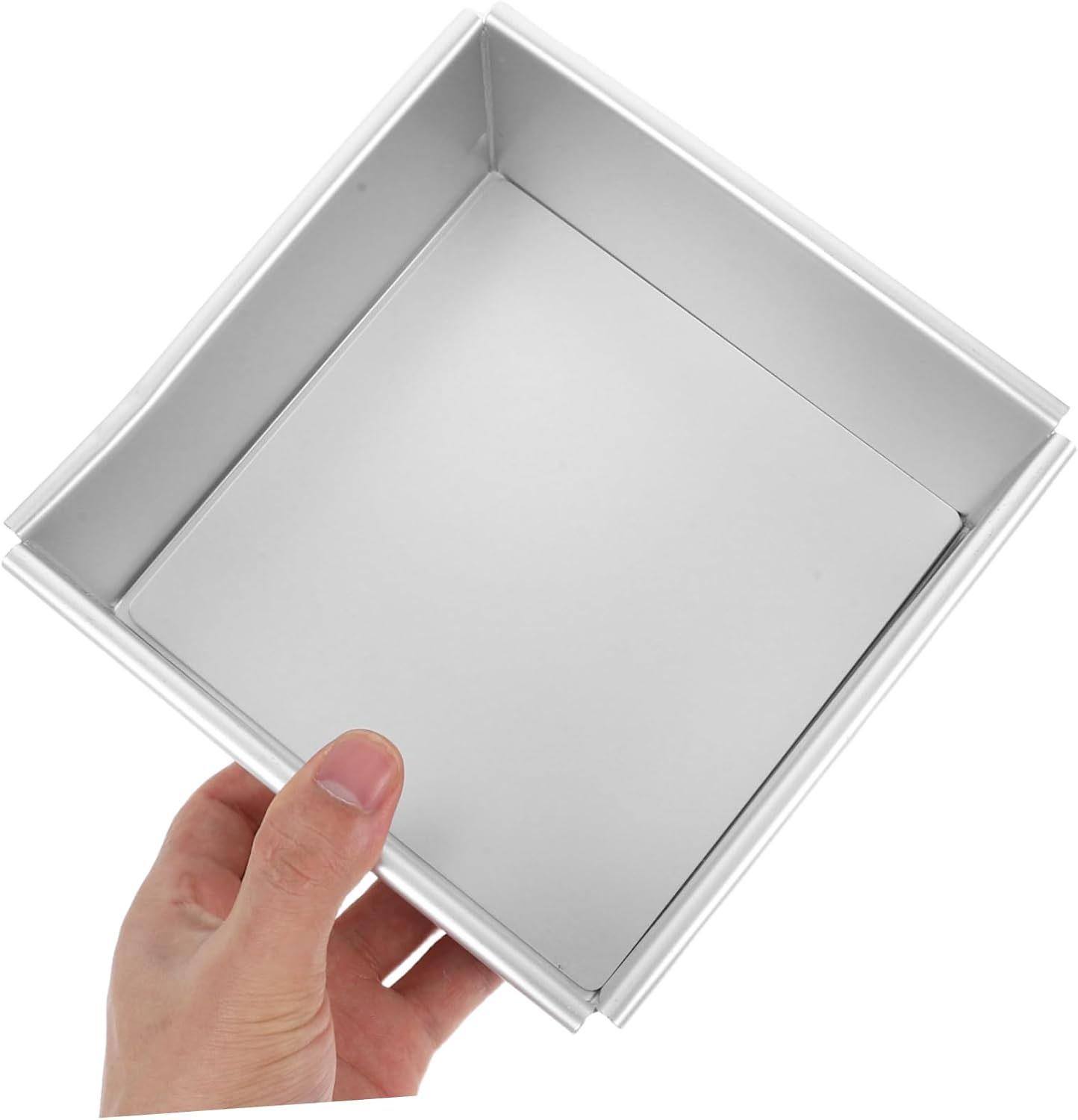 PRETYZOOM 2 Pcs Non-Stick Square Cake Molds Removable Bottom Aluminum Alloy Baking Pan for Cheesecakes Muffins and Desserts for Home Baking and Celebrations