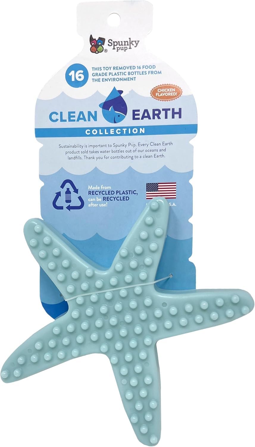 Spunky pup Clean Earth Heavy Duty Dog Chew Toys for Aggressive Chewers - Recycled, Made in USA, Starfish